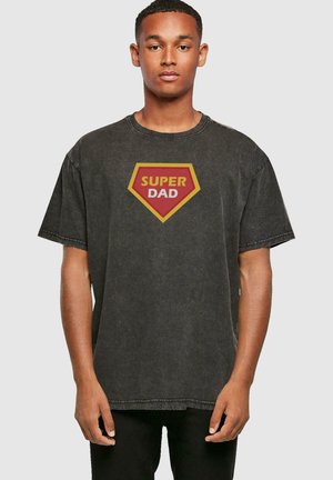 FATHERS DAY - SUPER DAD ACID WASHED HEAVY - Print T-shirt - black
