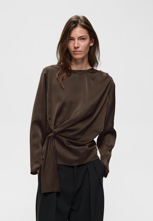 InWear, SATINEIW KNOT BLOUSE - Μπλούζα - chocolate brown