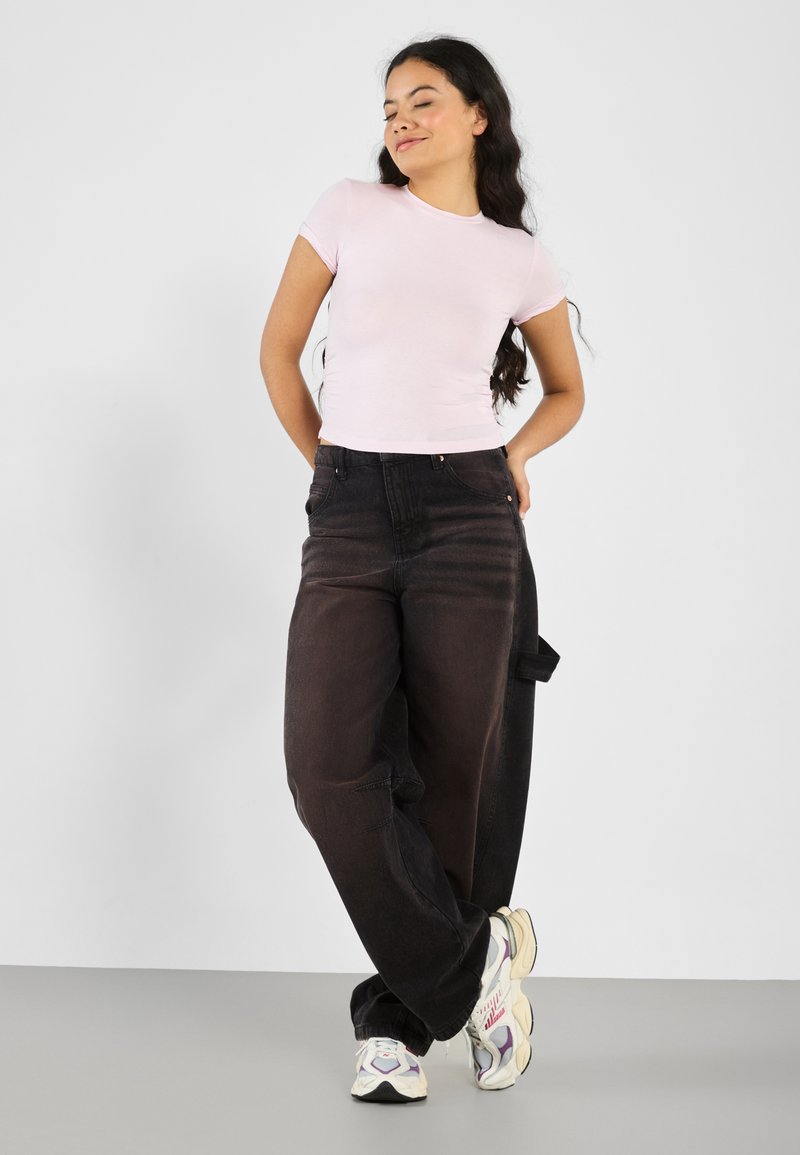 Even&Odd - 2 PACK - Tricou basic - black/light lilac, Extindeți