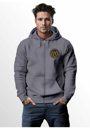 MIT LOGO BÄUME WALD PRINT OUTDOOR MOTIV FASHION - Zip-up sweatshirt - convoy grey