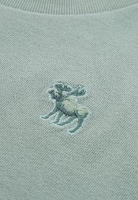 Svijetloplava pletenina s malim izvezenim losovima u plavim i krem nijansama blizu ovratnika.