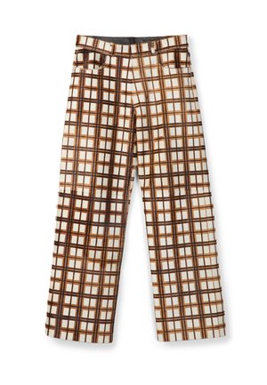 Pantalón de cuero - beige braun