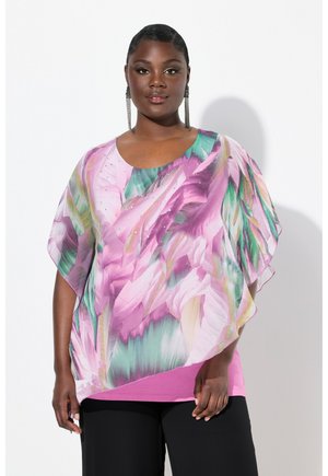Ulla Popken LAYERED CHIFFON FLORAL PRINT - Blouse - pale heather