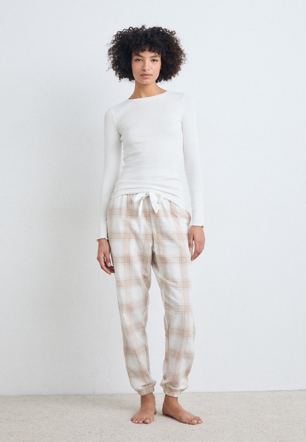 CHECK CUFF - Nachtwäsche Set - tan