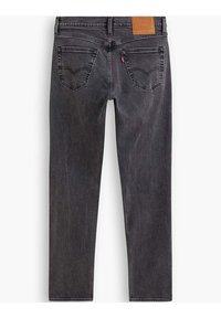 Jeans in denim grigio slim-fit con un classico design a cinque tasche e una patch in pelle sulla cintura posteriore. Presenta accenti di cucitura sottili.