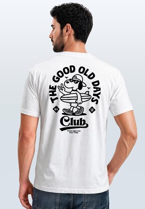Neverless, HERREN T-SHIRT BACKPRINT - SURFING DESIGN GOOD OLD DAYS - - Print T-shirt - weiß