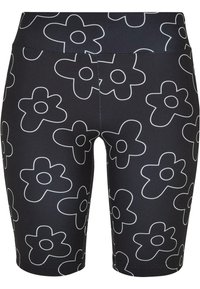 Urban Classics - HIGH WAIST AOP TECH CYCLE - Shorts - blackflower Miniatyrbild 1