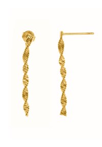 Goldfarbene Ohrringe mit einem gedrehten Design und strukturierten Spiraldetails. Mit Steckern für einen sicheren Halt am Ohr.