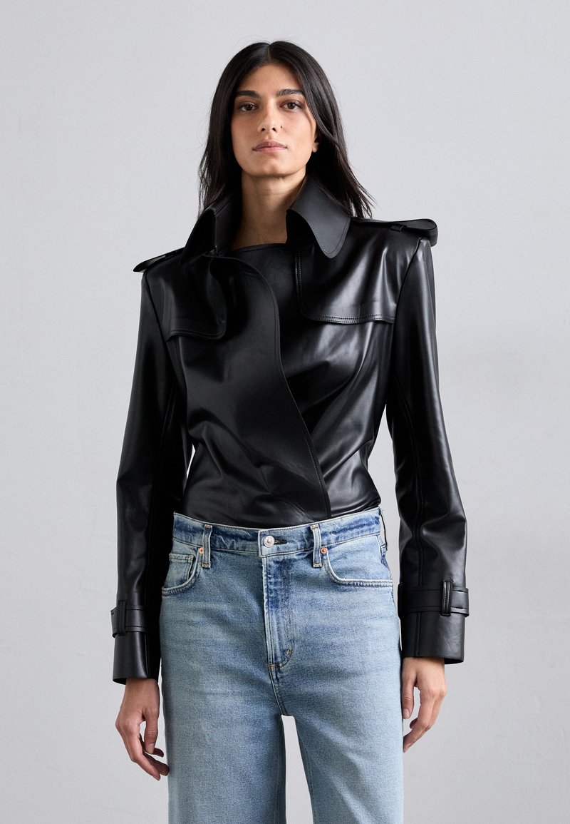 Norma Kamali DOUBLE BREASTED TRENCH BODYSUIT - Blūze - black