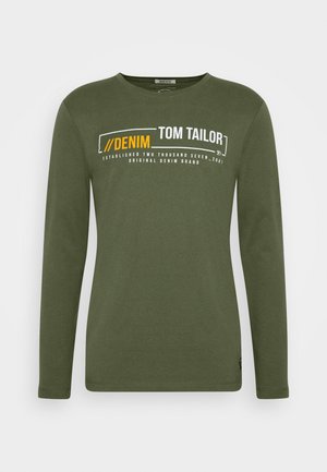 TOM TAILOR DENIM LONGSLEEVE WITH CHEST PRINT - Longsleeve - dry greyish olive