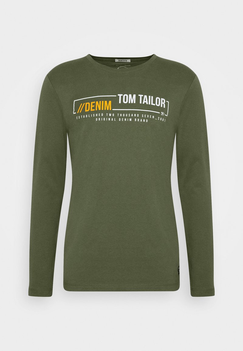TOM TAILOR DENIM LONGSLEEVE WITH CHEST PRINT - Langærmet T-shirt - dry greyish olive