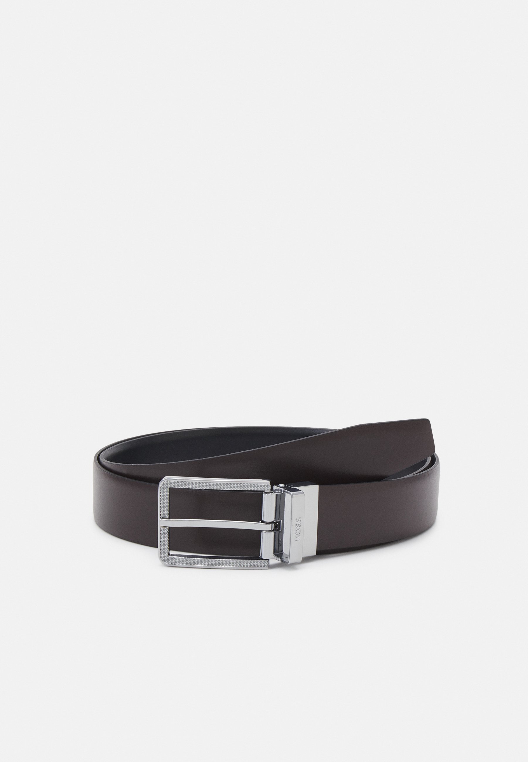 BOSS Herren Gürtel – 3,5 Cm Breit, Mit Logo-Prägung & Gebürsteten Silber-Details, Klassisches Design