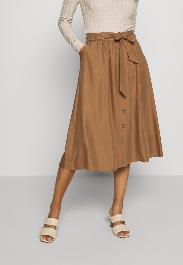 SKIRT MIDI - A-linjainen hame - noisette