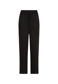 Sorte, letvægtsbukser med elastisk talje og snor, lige bendesign, sidelommer og en cargo-lomme på låret.