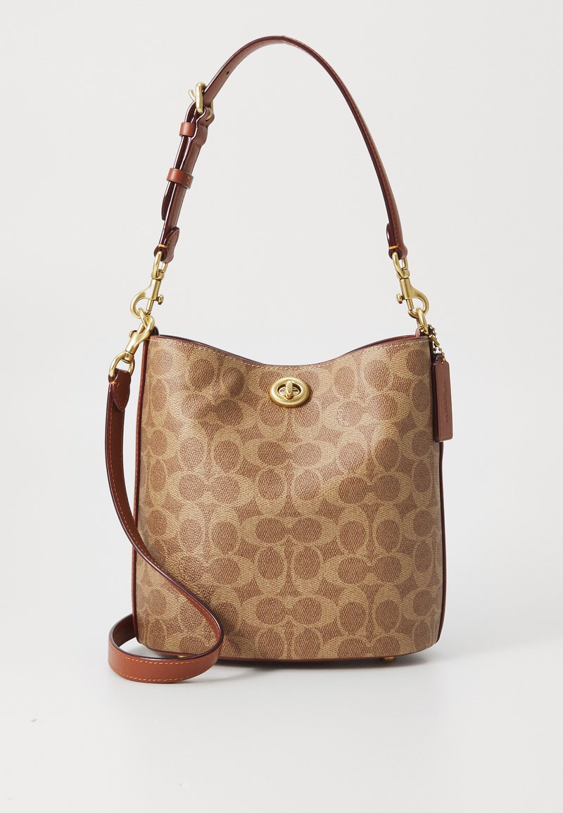 COACH WILLOW SOFT BUCKET BAG 19 IN SIGNATURE CANVAS - Rankinė - tan caramel