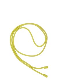 Yellow cord with a textured surface, featuring two capped ends. The cord is flexible and coiled in a loose, overlapping manner.