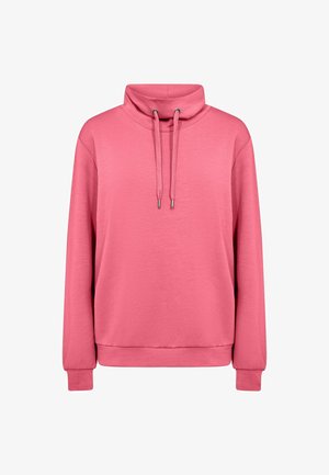 Roza dolg rokav z visokim ovratnikom v obliki lijaka in nastavljivimi vrvicami, z rebrastimi manšetami in robom.