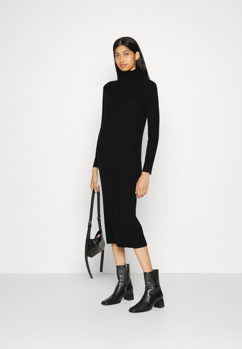 pure cashmere TURTLENECK MAXI DRESS - Sarafanas - black