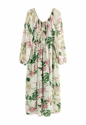 REGULAR FIT - Maxi-jurk - kew collection cream and green pink floral