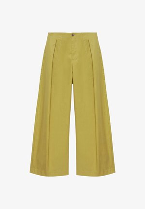 PULL&BEAR, HIGH-WAIST WIDE-LEG DARTED - TROUSERS - Pantalon classique - khaki
