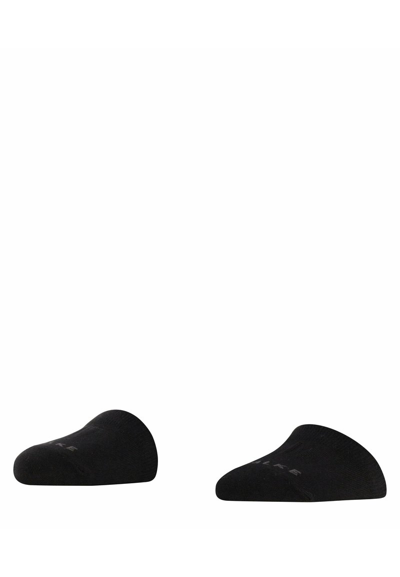 Schwarze Sockeneinlagen mit niedrigem Schnitt. Aus weichem Stoff gefertigt, mit glatter Textur und minimaler Markierung an der Seite.