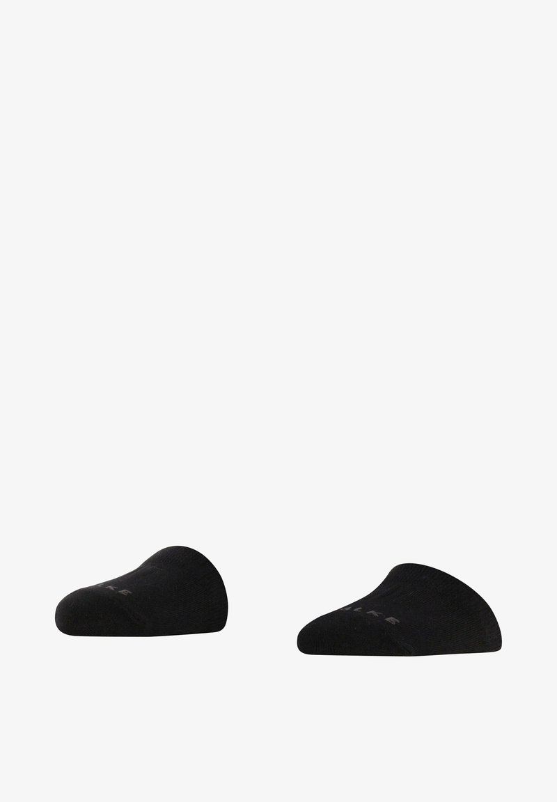 Schwarze Sockeneinlagen mit niedrigem Schnitt. Aus weichem Stoff gefertigt, mit glatter Textur und minimaler Markierung an der Seite.