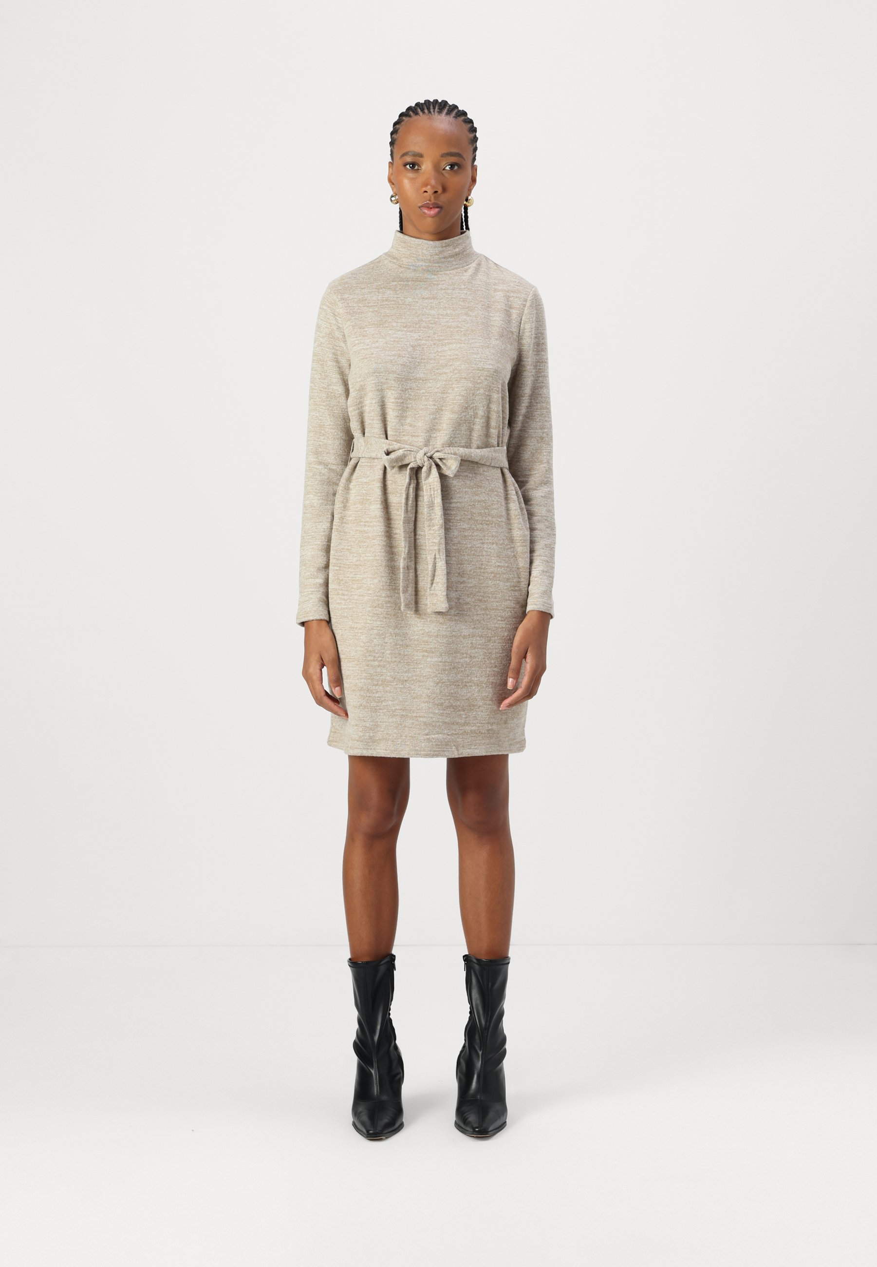 silver jumper dress boohoo Women's Crew Neck Jumper Dress - Silver