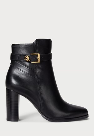 BROOKE II BURNISHED LEATHER BOOTIE HEEL - Gležnjače s visokom petom - black