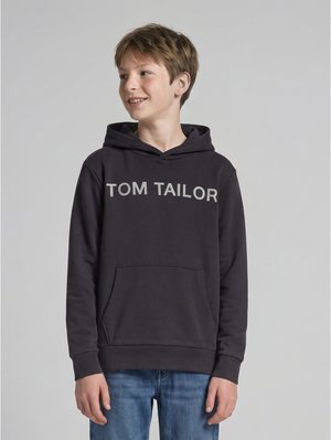 TOM TAILOR, TOM TAILOR STRICK & SWEATSHIRTS HOODIE SWEATSHIRT MIT LOGO-PRINT - Sweat à capuche - coal grey