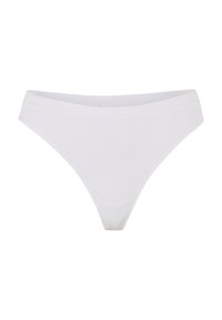 String en coton blanc avec une texture côtelée, doté d'une taille sans couture et d'un design à couverture minimale. Convient pour un usage quotidien.