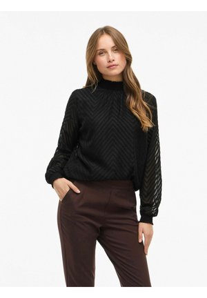 MIT LANGEN ÄRMELN HIGH NECK - Blouse - black