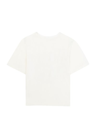 Korte mouwen, ronde hals T-shirt in gebroken wit, gemaakt van zacht katoen, met een eenvoudig ontwerp zonder patronen of accenten.
