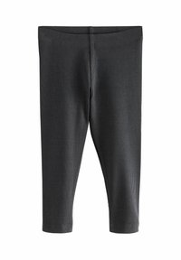 Leggings a coste grigio scuro con una silhouette aderente, dotati di una vita elastica e senza ulteriori decorazioni.
