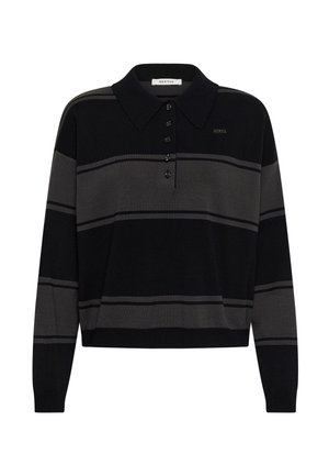 Gestuz, SILDA POLO PULLOVER - Пуловер - black/raven striped
