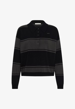 Gestuz, SILDA POLO PULLOVER - Пуловер - black/raven striped