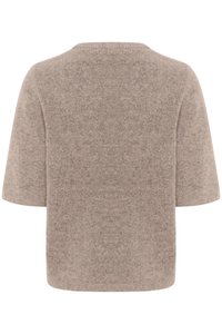 Beige, kortermet genser i myk, strukturert strikk. Har en rund halsutringning og en boksformet, avslappet passform.