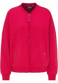 Veste bomber rouge zippée en mélange de coton, avec poignets et ourlet côtelés, deux poches latérales et un petit logo sur la poitrine.