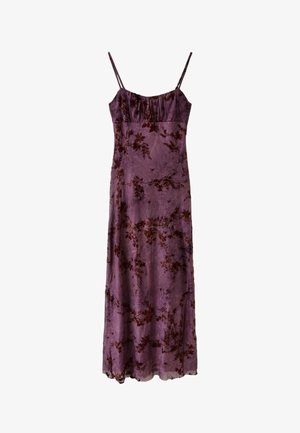 Stradivarius, FLOCKED STRAP MIDI DRESS - Robe longue - purple
