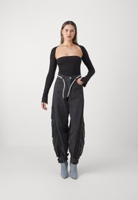 Gina Tricot SOFT TOUCH SQUARE NECK TOP - Top dugih rukava - black