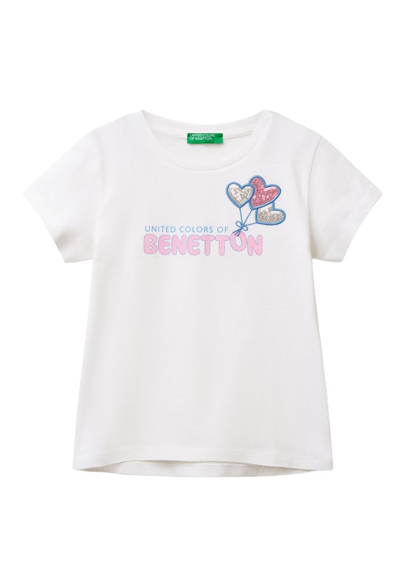 United Colors of Benetton SHORT SLEEVE  WITH  EMBROIDERY. REGULAR FIT - Triko s potiskem - white