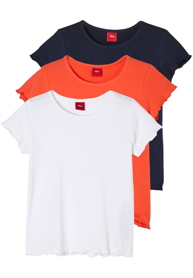 T-Shirt basic - white orange dark blue