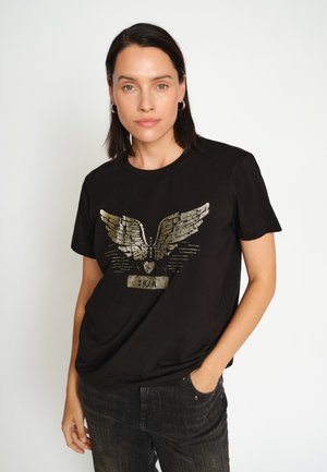 TEJA-SS DECO TEE - Apdrukāts T-krekls - black