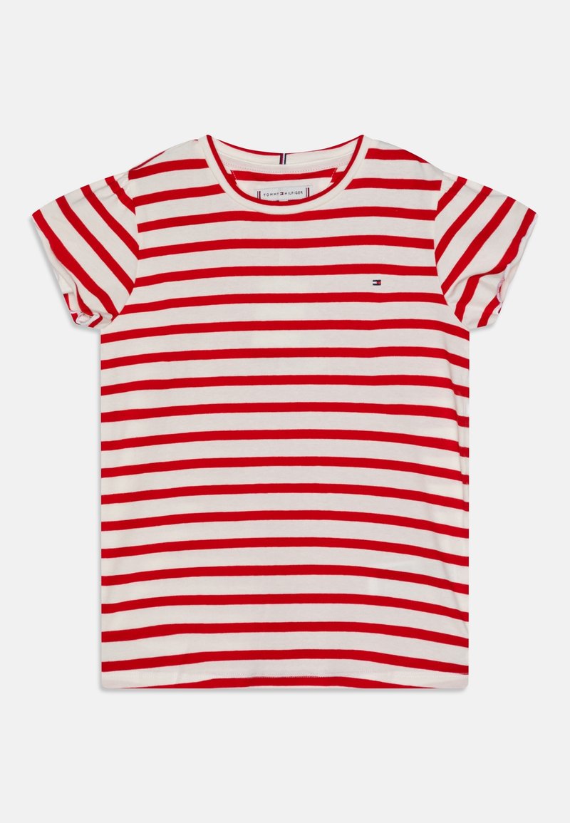 Tommy Hilfiger STRIPED RUFFLE SLEEVE - T-shirt med print - deep crimson