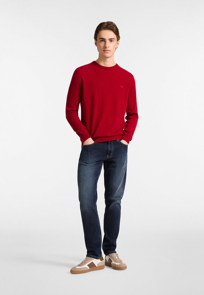 Fb Class Maglioncino Uomo Casual Rosso Girocollo in Cachemire e Lana (M, Rosso