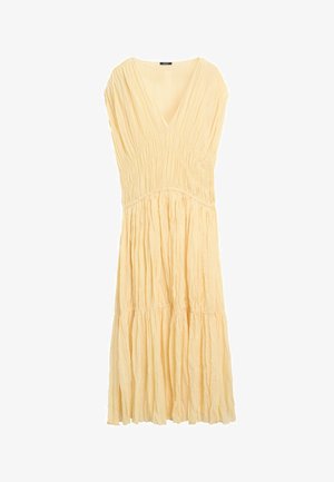 Massimo Dutti, FLOWING GATHERED MIDI DRESS - Robe de jour - light yellow