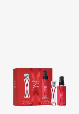 Coffret cadeau Red Christina Aguilera Xtina avec spray eau de parfum 15 ml et flacons de parfum pour cheveux de 100 ml.