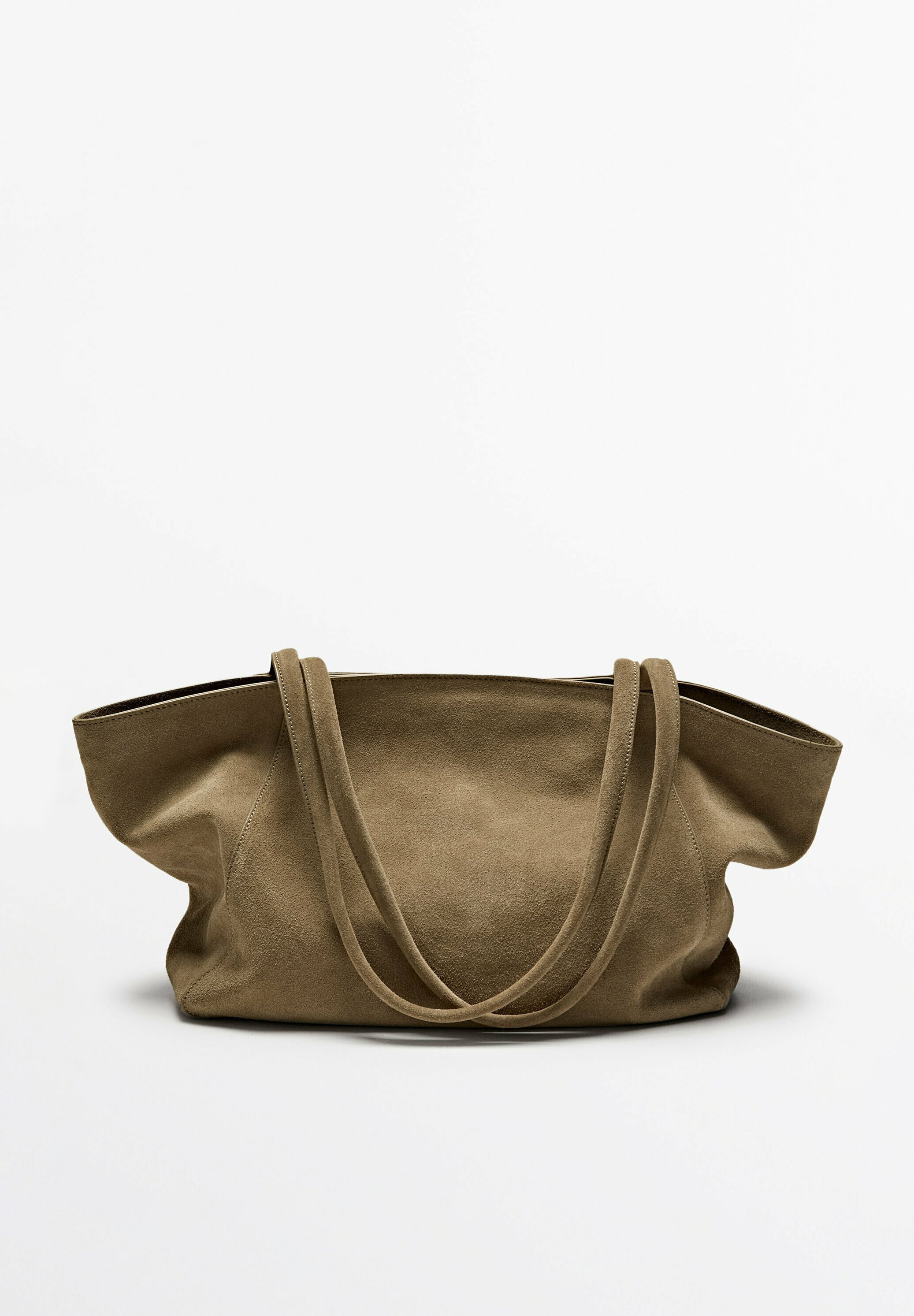 Massimo Dutti ☆ ハーフアイコン スプリットスエードバッグ Massimo Dutti HALF ICON SPLIT - Handbag - sand - Zalando.co.uk