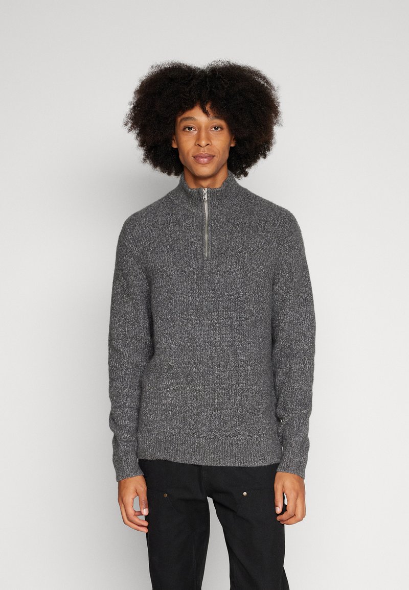 Abercrombie & Fitch ELEVATED QUARTERZIP SWEATER Pullover GREY MARL