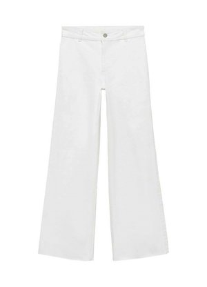 Hvide, vide jeans med knaplukning og fem lommer, fremstillet af denim med en glat tekstur, der har et klassisk design.
