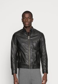 Selected Homme RACER - Casaco de couro - black